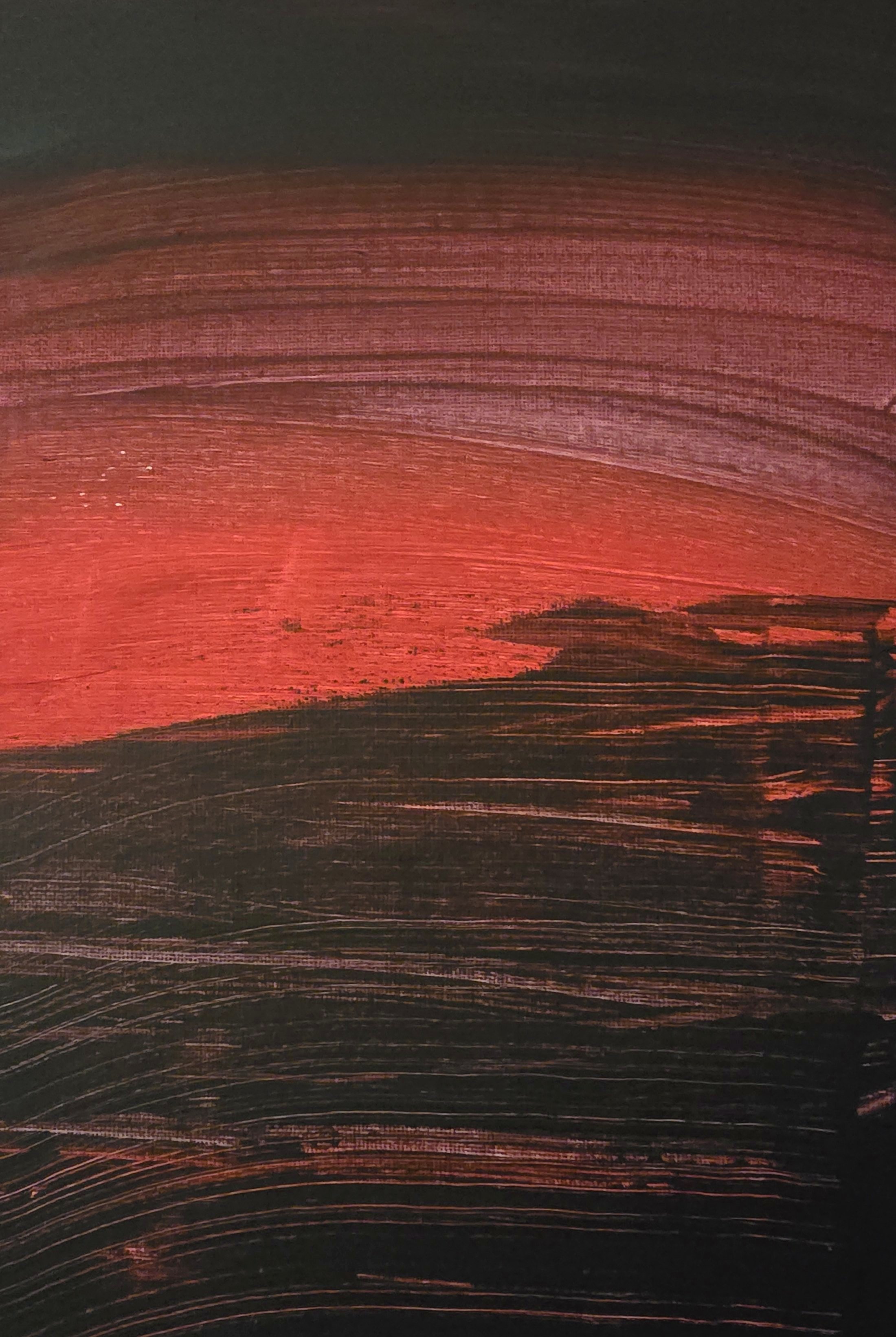 Abstract study — red sky over a dark horizon