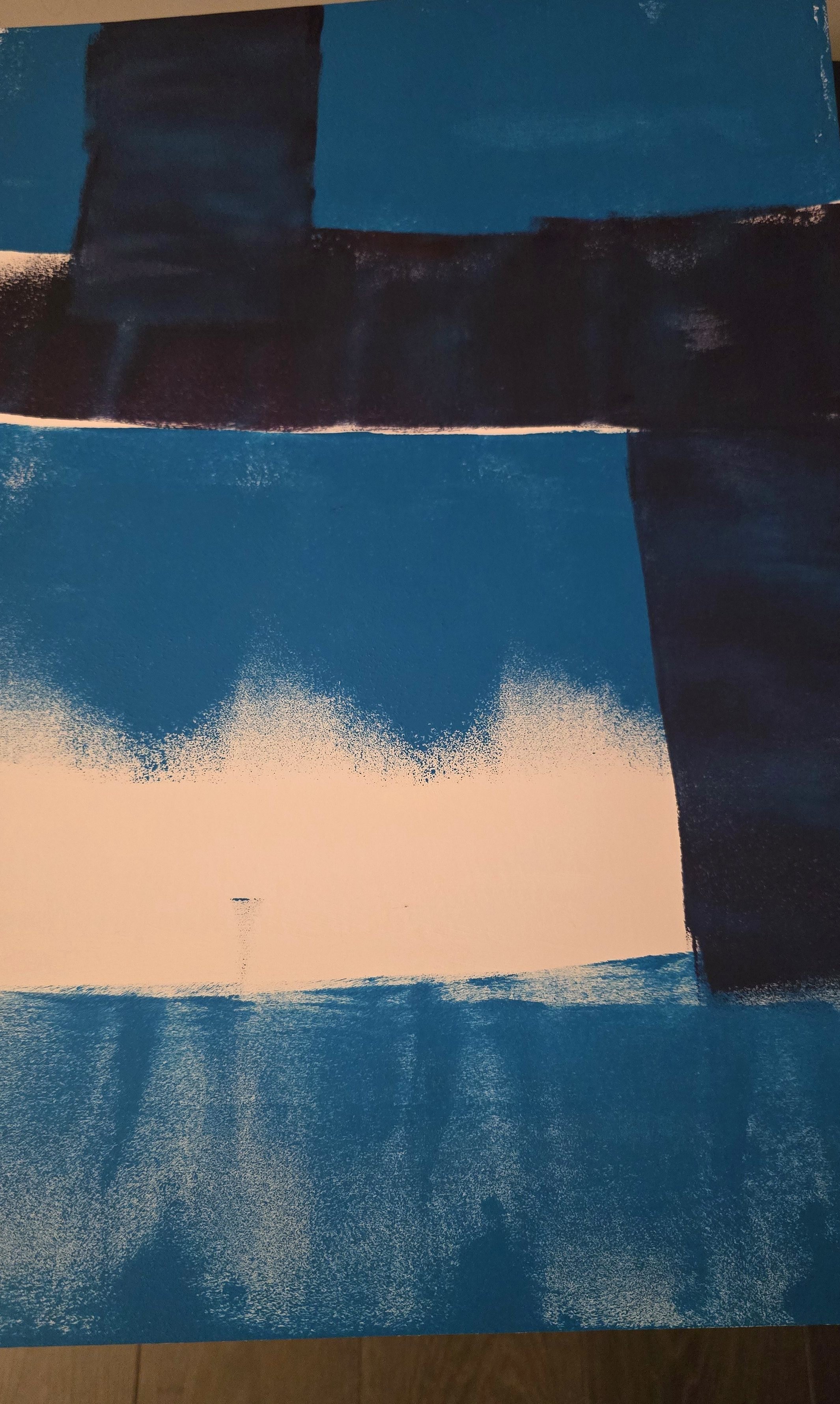 Work in progress — composition in blue and black